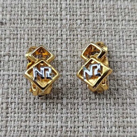 Nina Ricci Women Earrings Gold/Silver Ear Jewelry Clip On Stud Fashion Earrings - Picture 1 of 12